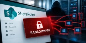 Warlock ransomware attack spreading from a SharePoint server to Windows computers across a network
